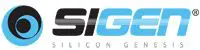 The logo of Silicon Genesis Corporation in blue and black